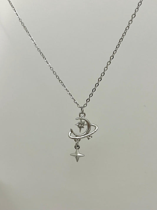 Silver Moon Star Necklace