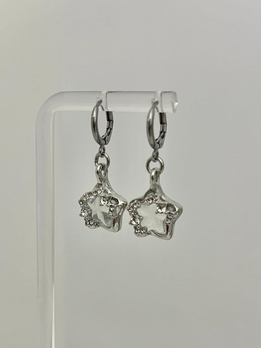 Baby Blue Crystal Star Earrings