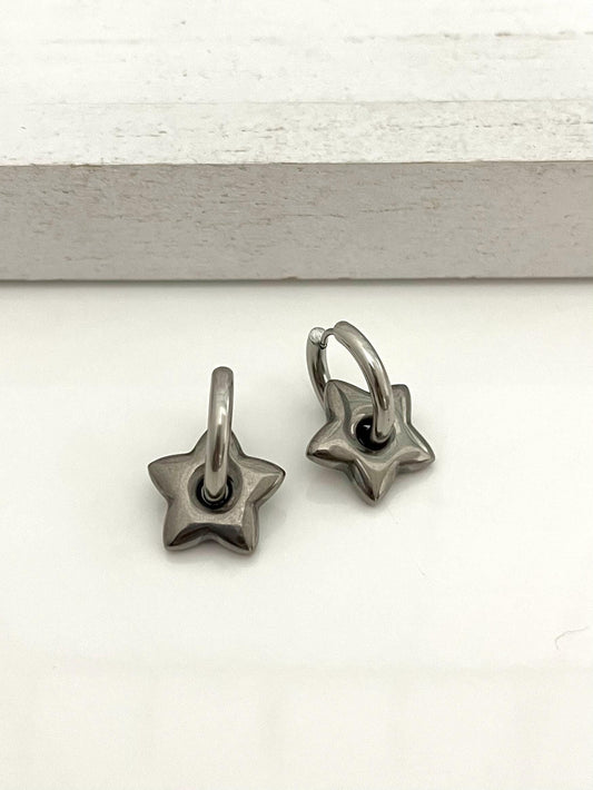 Stainless Steel Chunky Star Hoops