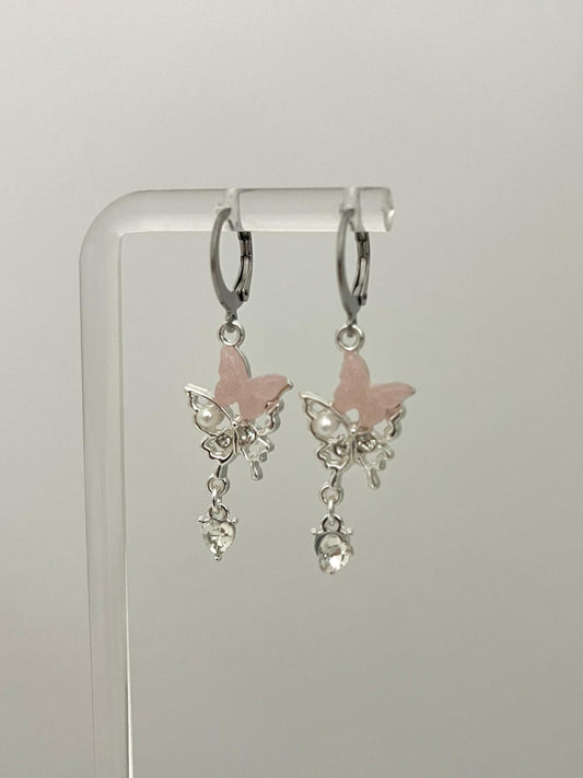 Pink Butterfly Dangle Earrings