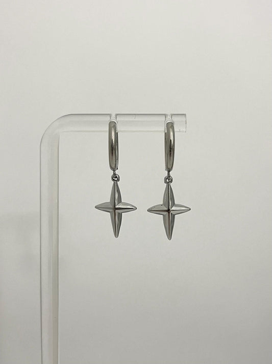Silver Star Hoop Earrings | Hypoallergenic Stainless Steel