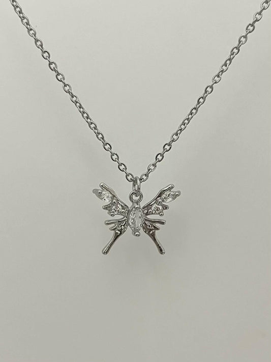 Silver Moth Necklace | Edgy Silver Jewelry