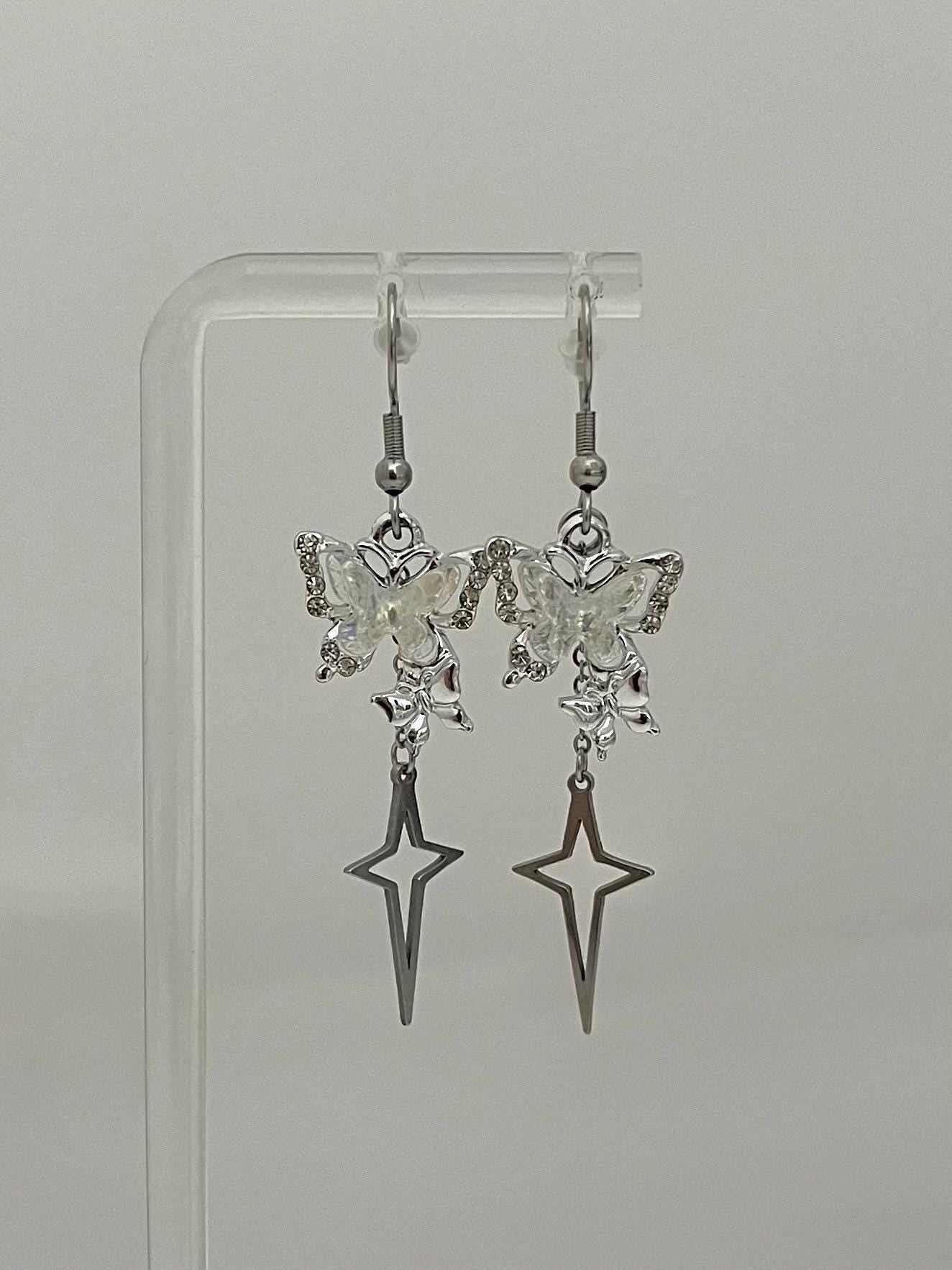 Butterfly with Sparkle Dangle Earring