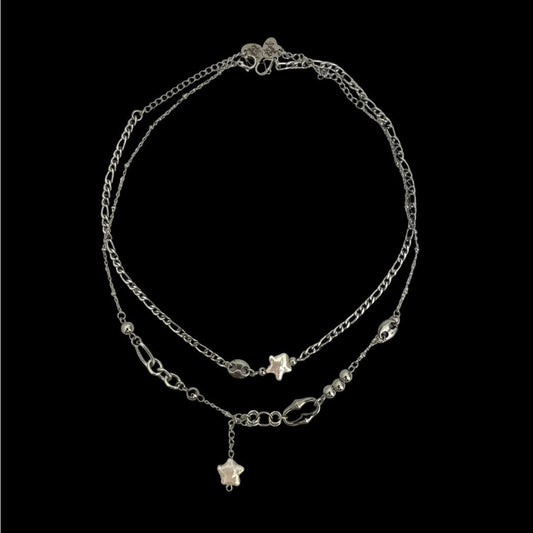 Pearl Star Layered Punk Necklaces