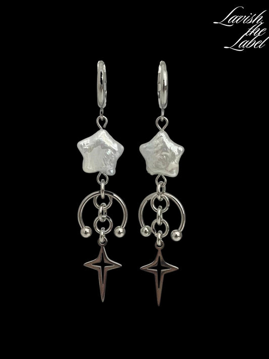 Pearl Star Punk Earrings